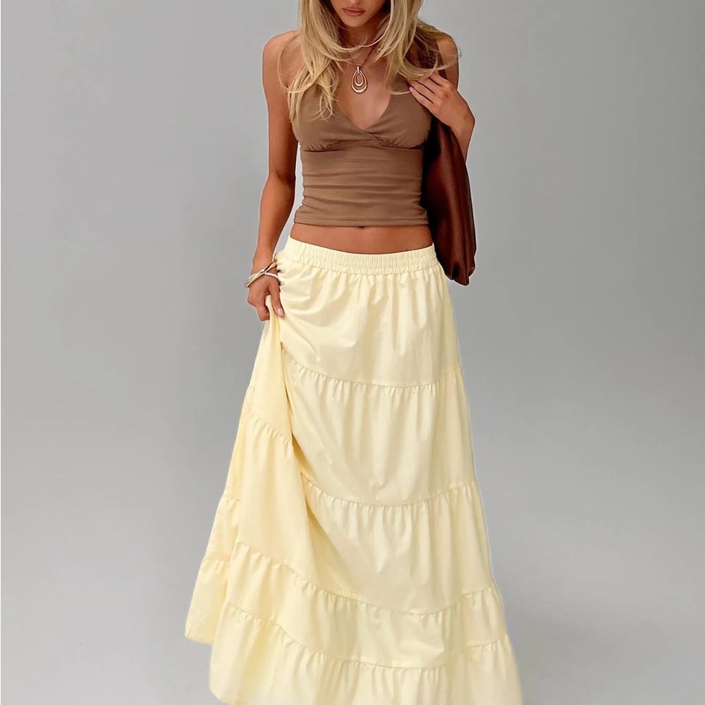 Princess Polly Garden Party Maxi Skirt Lemon